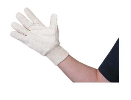 Liscombe White Cotton Work Gloves, Size 9, Drill Cotton Coating [699L]; 230-0546
