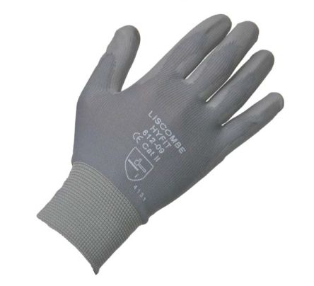 Liscombe Grey Nylon Work Gloves, Size 7, Polyurethane Coating [LN612-07]; 230-0577