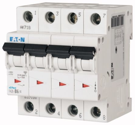 Eaton xEffect MCB, 4P, 3A Curve D [177605 FAZ6-D3/4]; 230-1042