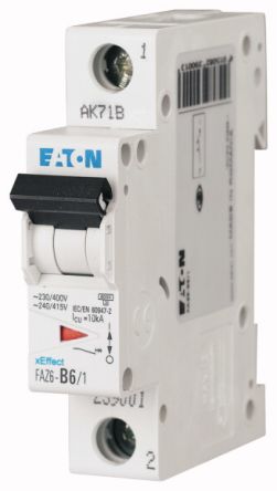 Eaton xEffect MCB, 1P, 63A Curve D [168069 FAZ6-D63/1]; 230-1058