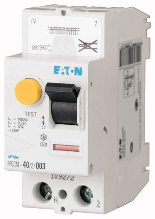 Eaton RCCB, 25A, 2 Pole, 30mA, Type AC, 230V ac [109271 PFGCM-25/2/003]; 230-1063