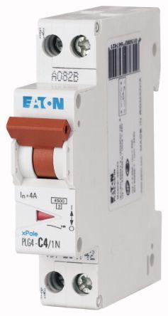 Eaton MCB, 1+N, 4A Curve C [264742 PLG4-C4/1N]; 230-1082