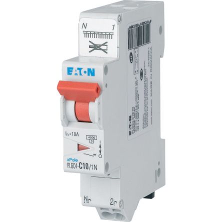 Eaton MCB, 1+N, 10A Curve C [109128 PLGC4-C10/1N]; 230-1102