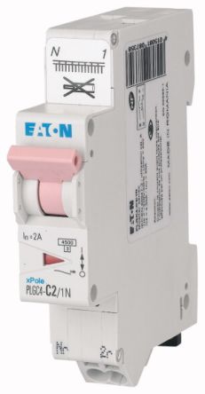 Eaton MCB, 1+N, 2A Curve C [109125 PLGC4-C2/1N]; 230-1105