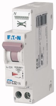 Eaton MCB, 1+N, 32A Curve C [109133 PLGC4-C32/1N]; 230-1107