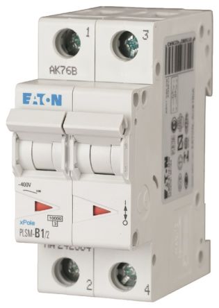 Eaton PLSM MCB, 2P, 1A Curve C [242390 PLSM-C1/2-MW]; 230-1321