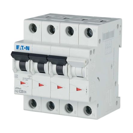 Eaton FAZ MCB, 3+N, 25A Curve C [278977 FAZ-C25/3N]; 230-1341