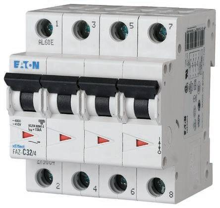 Eaton FAZ MCB, 4P, 6A Curve C [279055 FAZ-C6/4]; 230-1343