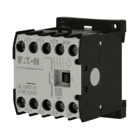 Eaton DILEM DILEM Contactor, 24 V dc Coil, 3-Pole, 50 A, 5.5 kW, 1 N/O [127132 DILEM12-10-G(24VDC)]; 230-4451
