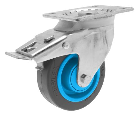 Guitel Hervieu Braked Swivel Castor Wheel, 200kg Capacity, 100mm Wheel [374542]; 230-4836
