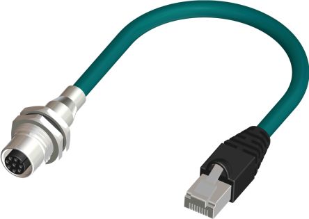 RS PRO, 1m Cat6 M12 to Female RJ45 Male, Terminated [0]; 230-5680