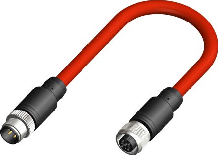RS PRO Straight Female 4 way M12 to Straight Male M12 Sensor Actuator Cable, 10m [0]; 230-5685