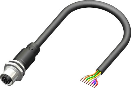 RS PRO Straight Female 8 way M12 to Unterminated Sensor Actuator Cable, 5m [0]; 230-5709