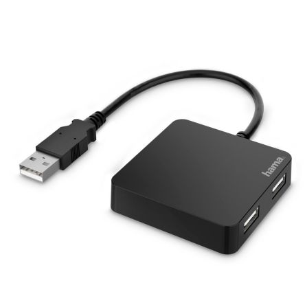 Hama 4 Port USB 2.0 USB A  Hub, USB Powered, 5.6 x 1.3 x 5.6cm [200121]; 230-6200