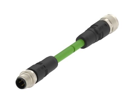 TE ConnectivityTAD1454, 1m Cat5e, Green M12 to M12 Shielded, Terminated PVC Sheath [TAD14541111-002]; 230-7957