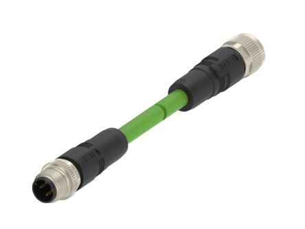 TE ConnectivityTAD1454, 2m Cat5e, Green M12 to M12 Shielded, Terminated PUR Sheath [TAD14545101-020]; 230-7973