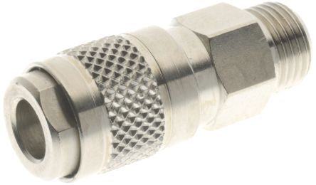 RS PRO 101 Series Straight Threaded Adaptor, BSP 1/8 Male to 1/8 in Male, Threaded-to-Tube Connection Style [0]; 231-2493