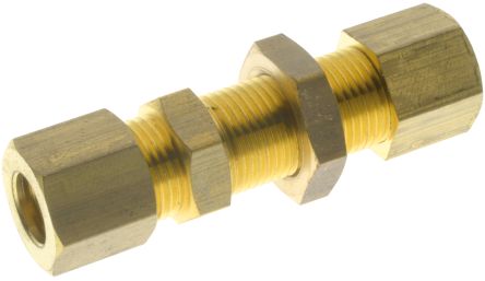 RS PRO 13465 Series Bulkhead Tube-to-Tube Adaptor, Push In 4 mm to Push In 4 mm, Tube-to-Tube Connection Style [0]; 231-2583