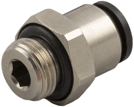 RS PRO Nickel Plated Brass Male Pneumatic Straight Threaded-to-Tube Adapter, M7 Male 6mm Threaded, Tube [0]; 231-2683