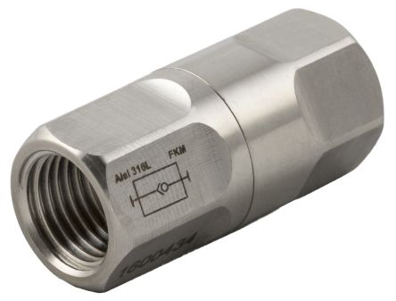 RS PRO 66061 Non Return Valve 1/4 in Female Inlet, 1/4in Tube Inlet, 1/4 in Female Outlet, 0.2 → 25bar [0]; 231-2703