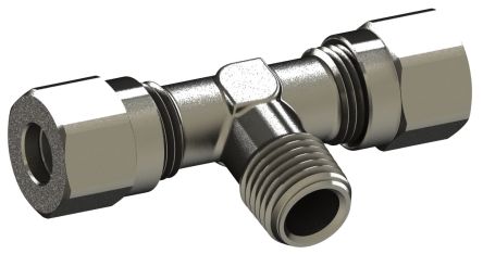 RS PRO 69220 Series Tee Threaded Adaptor, BSP 1/4 BSP Male to Push In 6 mm, Threaded-to-Tube Connection Style [0]; 231-2722