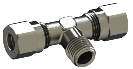 RS PRO 69220 Series Tee Threaded Adaptor, BSP 1/8 Male to Push In 8 mm, Threaded-to-Tube Connection Style [0]; 231-2723