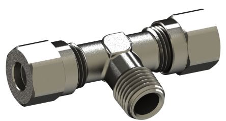 RS PRO 69220 Series Tee Threaded Adaptor, BSP 1/4 BSP Male to Push In 8 mm, Threaded-to-Tube Connection Style [0]; 231-2724