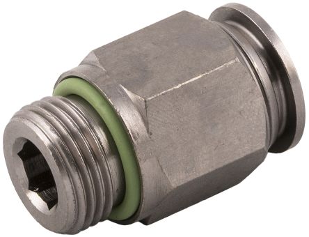 RS PRO Nickel Plated Brass Male Pneumatic Straight Threaded-to-Tube Adapter, 1/4 in Male 8mm Threaded, Tube [0]; 231-2748