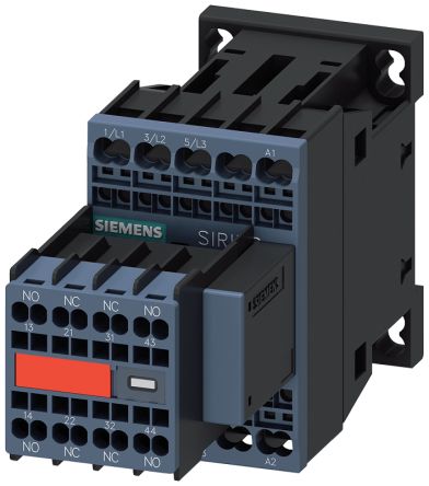 Siemens SIRIUS 3RT Size S00, 3RT2 Contactor, 400 V Coil, 3-Pole, 22 A, 4 kW, 2NO + 2NC [3RT2016-2CP04-3MA0]; 231-3559