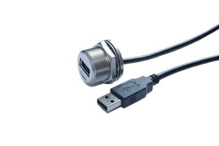 RS PRO Straight, Panel Mount, Socket- Single Port Type A 2.0 IP68 Type A USB Connector [0]; 231-7937