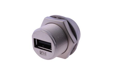 RS PRO Straight, Panel Mount, Socket- Single Port Type A 2.0 IP68 Coupler [0]; 231-7943