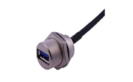 RS PRO Straight, Panel Mount, Socket- Single Port Type A 3.0 IP68 Type A USB Connector [0]; 231-7944