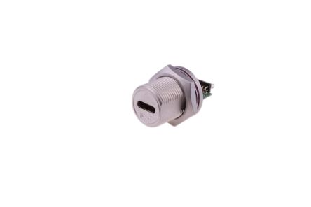 RS PRO Straight, Panel Mount, Socket- Single Port Type C 3.1 IP68 USB C Connector [0]; 231-7950