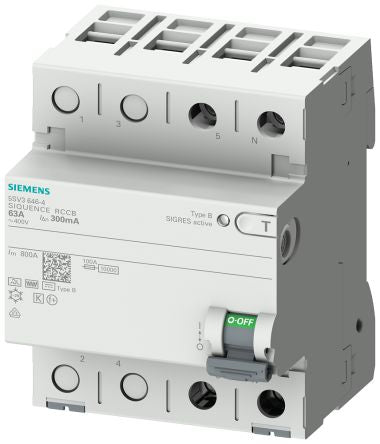 Siemens 5SV3324 RCCB, 40A, 2 Pole, 30mA, Type B, 230V ac [5SV3324-4]; 231-8376
