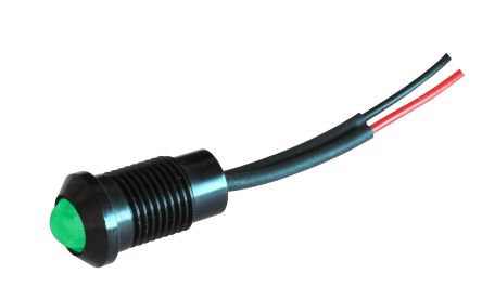 Oxley OXL/CLH/80/AC Series Green Panel LED, 12V ac, 8mm Mounting Hole Size, Lead Wires Termination, IP66 [OXL/CLH/80P/12AC/FL30/H/GN]; 232-2000