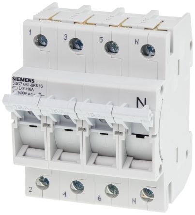 Siemens Fuse Switch Disconnector, 4 Pole, 16A Max Current [5SG7661-0KK16]; 232-2066