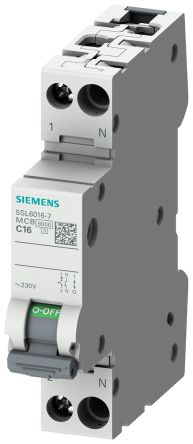Siemens SENTRON 5SL MCB, 1+N, 16A Curve C [5SL6016-7]; 232-2277
