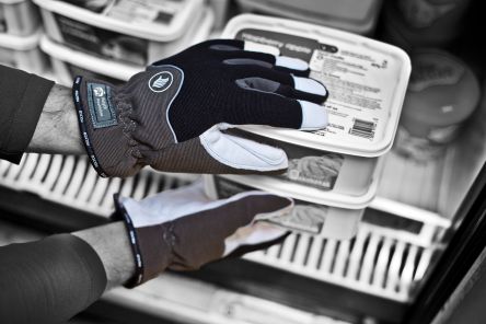 Polyco Healthline FM2 Grey Leather Work Gloves, Size 9, Spandex Coating [FM2-09]; 232-2794