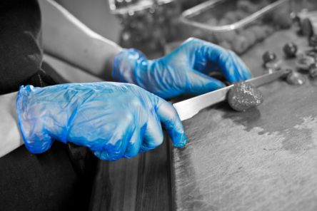 Polyco Healthline Blue Powder-Free PVC Disposable Gloves, Size S, 100 per Pack [GD13 (small)]; 232-2804