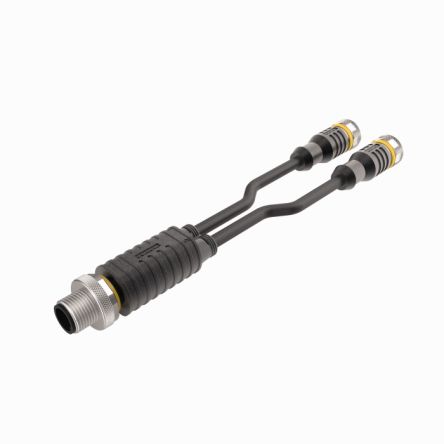 Turck Straight Male 4 way M12 to Female M12 x 2 Sensor Actuator Cable, 300mm [VBRS4.4-2RKC4T-0.3/0.3/TEL]; 232-5708