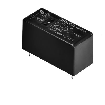 Omron PCB Mount Non-Latching Relay, 12V dc Coil, 12A Switching Current, SPST [G2RL-1A-PW1 DC12]; 232-6228