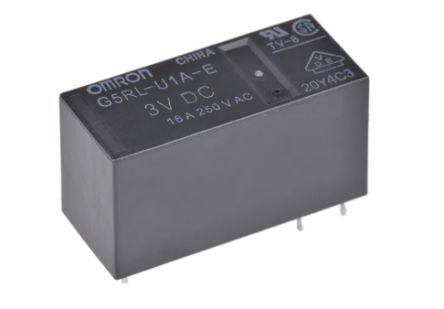 Omron PCB Mount Non-Latching Relay, 5V dc Coil, 16A Switching Current, SPST [G5RL-K1A-EL-HA DC5]; 232-6293