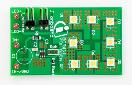 Infineon DEMO_BCR431U_LVDROP LED Driver for BCR431U for LED Lighting, Lighting [DEMOBCR431ULVDROPTOBO1]; 232-6827