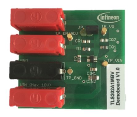 Infineon DEMOBOARD TLS202A1 LDO Voltage Regulator for TLS202A1 for Automotive, Consumer, Data Processing, Industrial [DEMOBOARDTLS202A1TOBO1]; 232-6842