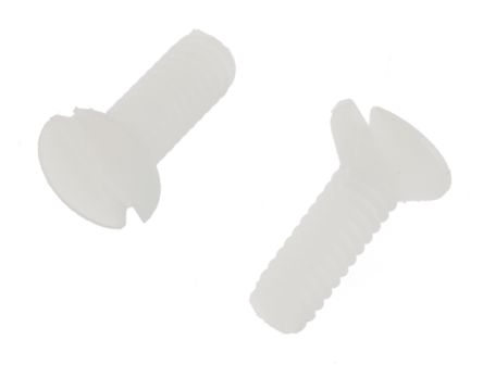 RS PRO Slot M2 Countersunk Nylon Machine Screws DIN 963 x 6.0mm [0]; 232-6910