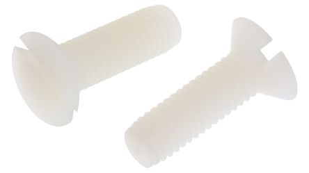 RS PRO Slot M5 Countersunk Nylon Machine Screws DIN 963 x 16.0mm [0]; 232-6964