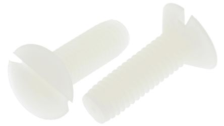 RS PRO Slot M6 Countersunk Nylon Machine Screws DIN 963 x 20.0mm [0]; 232-6984