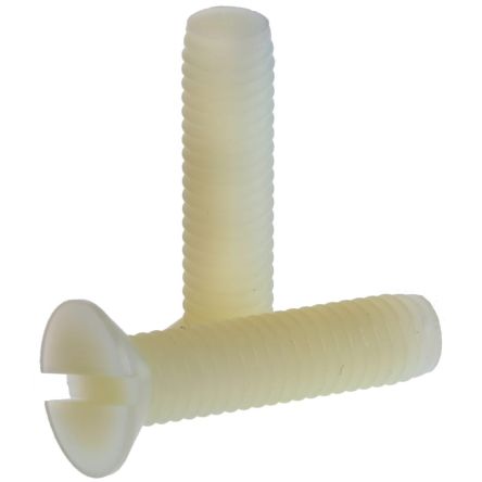 RS PRO Slot M6 Countersunk Nylon Machine Screws DIN 963 x 25.0mm [0]; 232-6985
