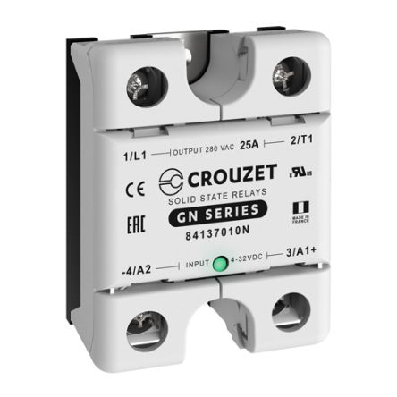 Crouzet GN Series Solid State Relay, 25 A Load, Panel Mount, 280 Vrms Load [84137010N]; 233-2469