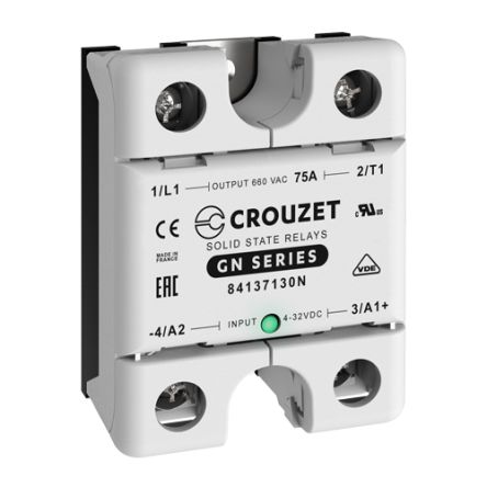 Crouzet GN Series Solid State Relay, 75 A Load, Panel Mount, 660 V rms Load [84137130N]; 233-2476